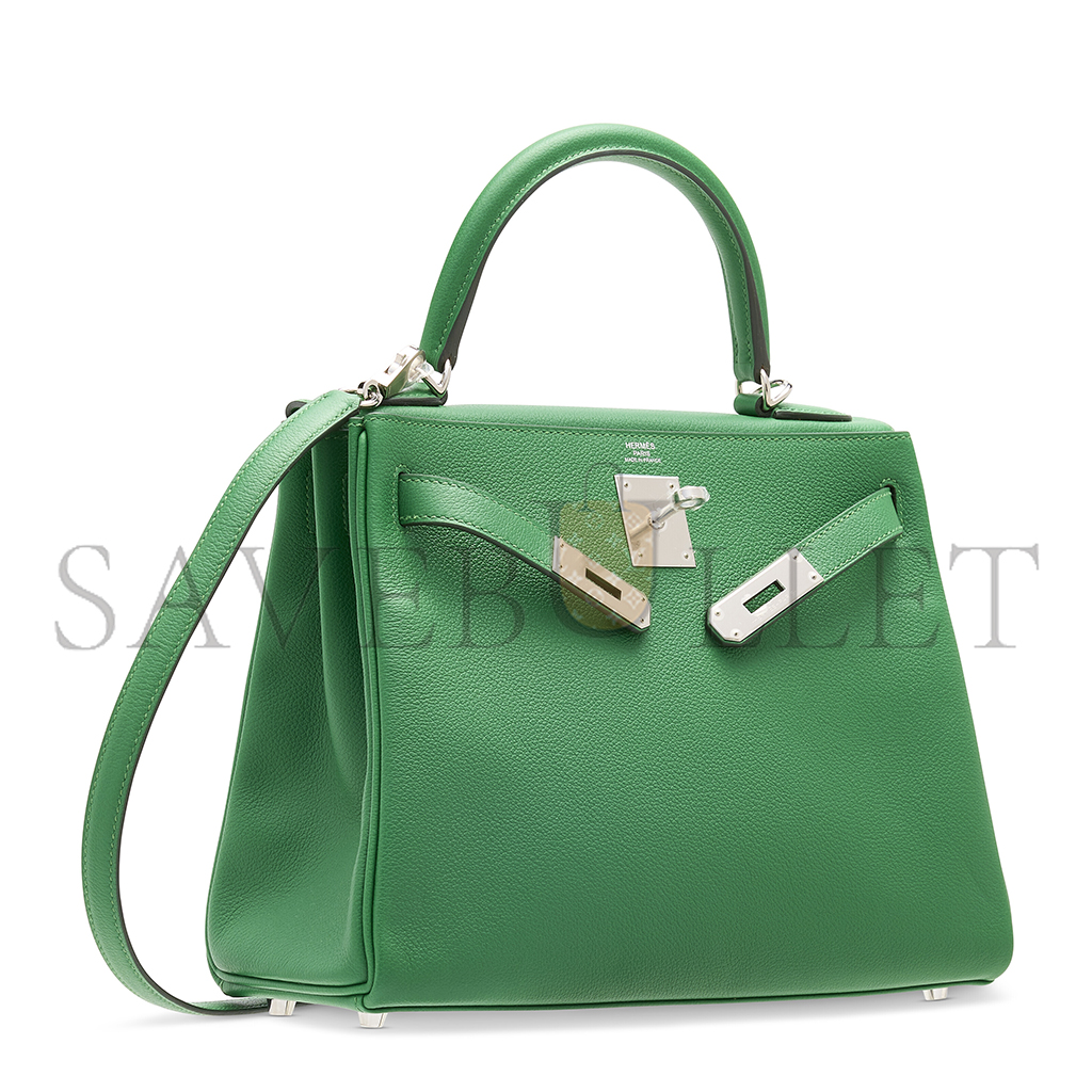 HERMÈS A CACTUS EVERCOLOR LEATHER RETOURNÉ KELLY 25 WITH PALLADIUM HARDWARE (25*17*7cm) 